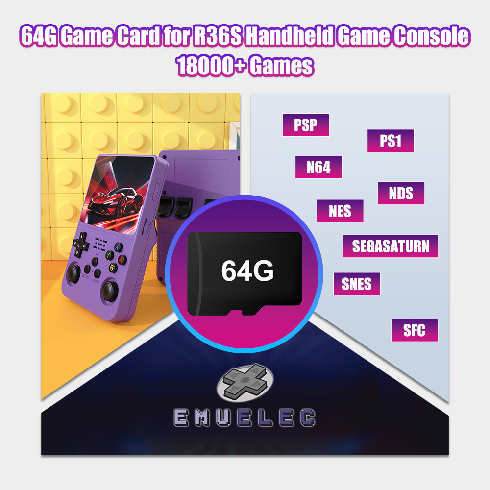 Gaming Console Handheld Retro - 64G Игровая TF-карта для R36S Видео